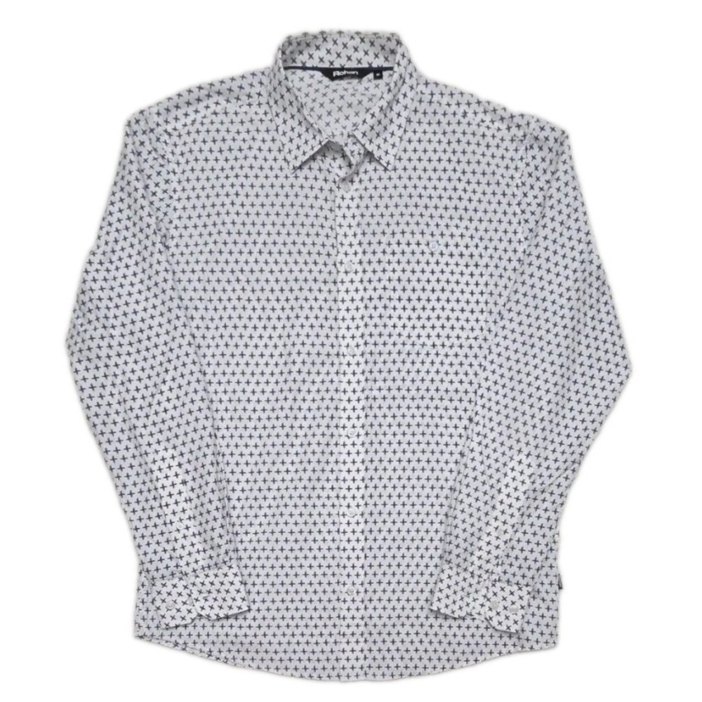 Rohan Walker Shirt Size M UPF 40+ Sun Protection White Geometric Hiking Outdoor